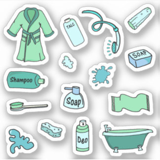 Blue Bathroom and Beauty Cute Sticker