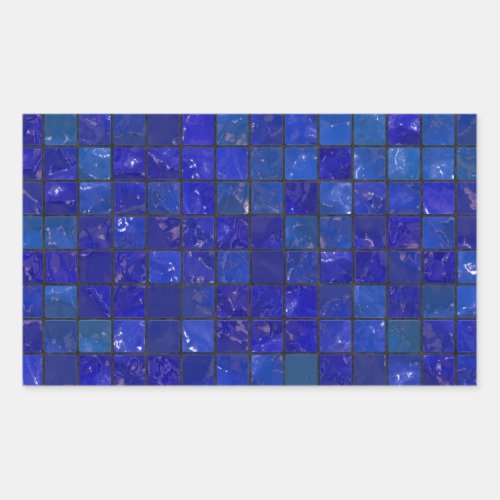 Blue Bathroom Tiles Rectangular Sticker