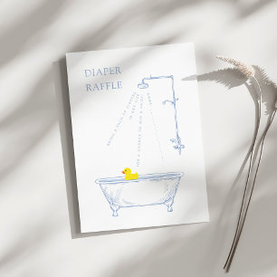 Blue Bathtub Yellow Duck Baby Shower Diaper Raffle Enclosure Card