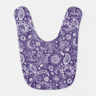 Blue batik boho style floral paisley pattern baby bib
