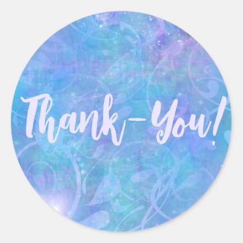 Blue Batik Style Thank_You Small Round Stickers