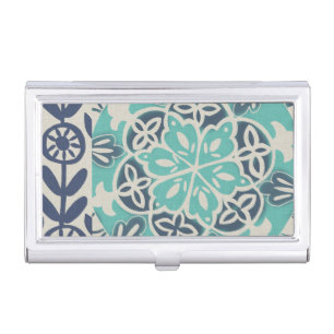 Blue Batik Tile I Business Card Case