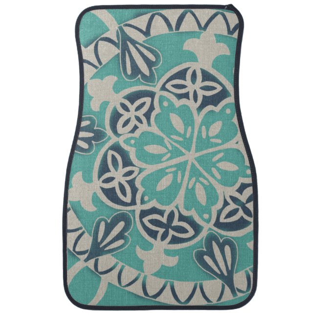 Blue Batik Tile I Car Floor Mat (Front)