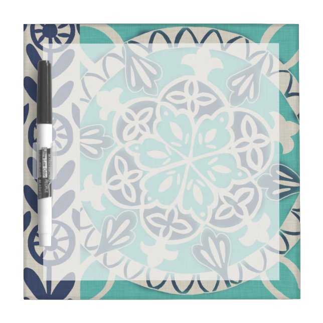 Blue Batik Tile I Dry-Erase Board (Front)