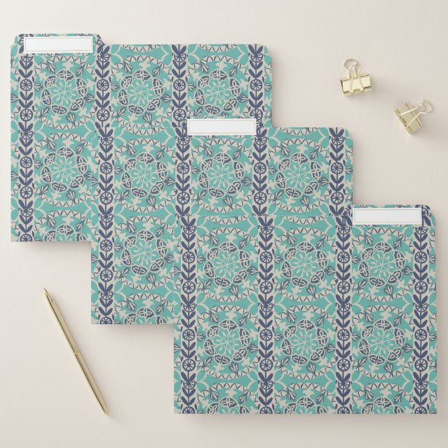 Blue Batik Tile I File Folder (Set)