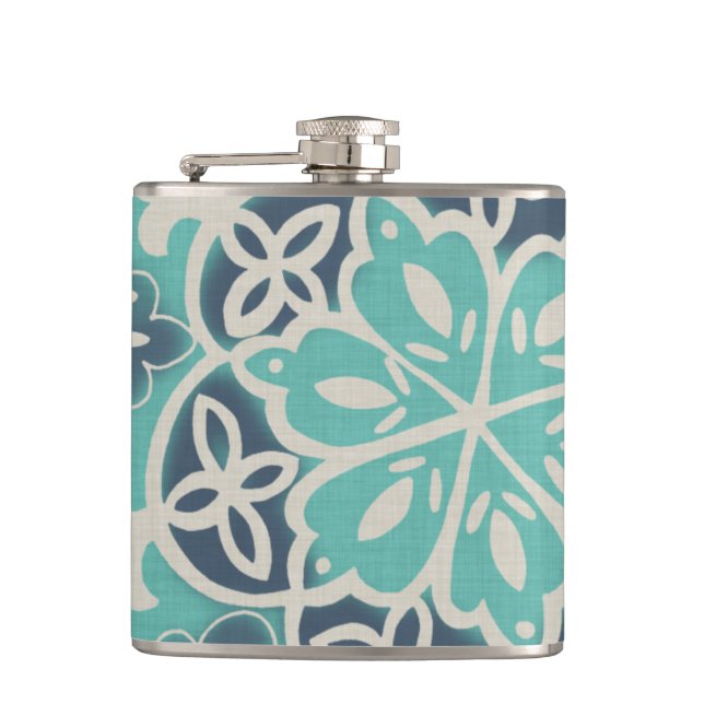 Blue Batik Tile I Flask (Front)