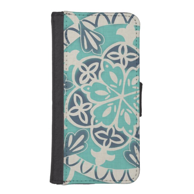 Blue Batik Tile I iPhone Wallet Case (Front)