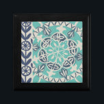 Blue Batik Tile I Jewelry Box<br><div class="desc">Floral</div>