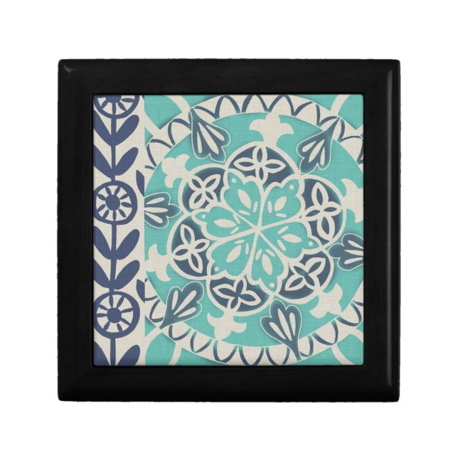 Blue Batik Tile I Jewelry Box (Front)