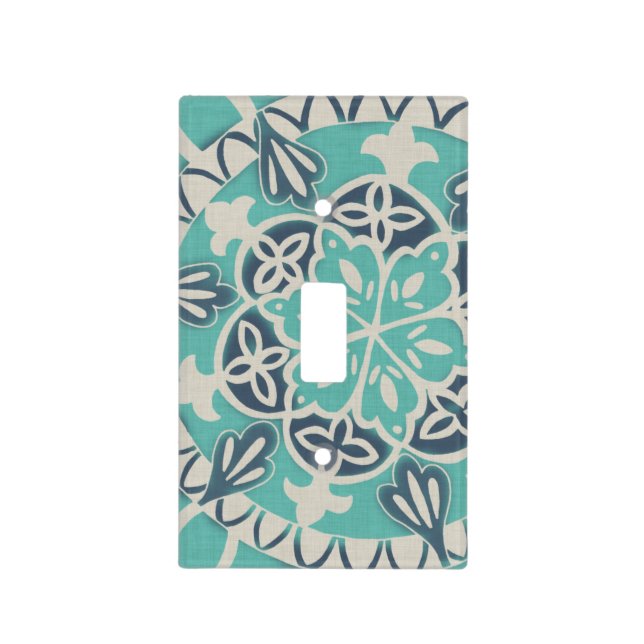 Blue Batik Tile I Light Switch Cover (Front)
