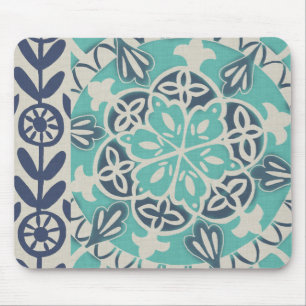 Blue Batik Tile I Mouse Pad