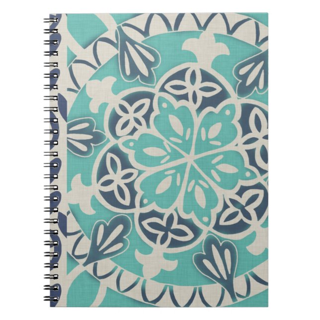 Blue Batik Tile I Notebook (Front)