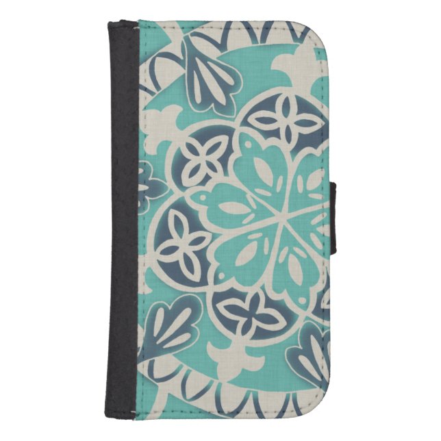 Blue Batik Tile I Samsung Galaxy Wallet Case (Front)