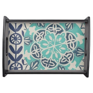 Blue Batik Tile I Serving Tray