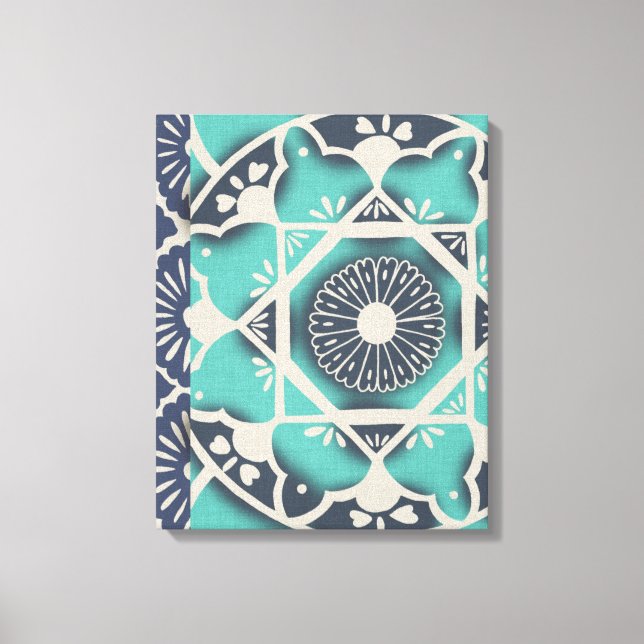 Blue Batik Tile II Canvas Print (Front)