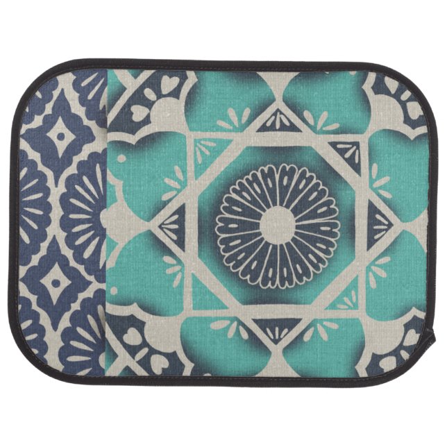 Blue Batik Tile II Car Floor Mat (Rear)