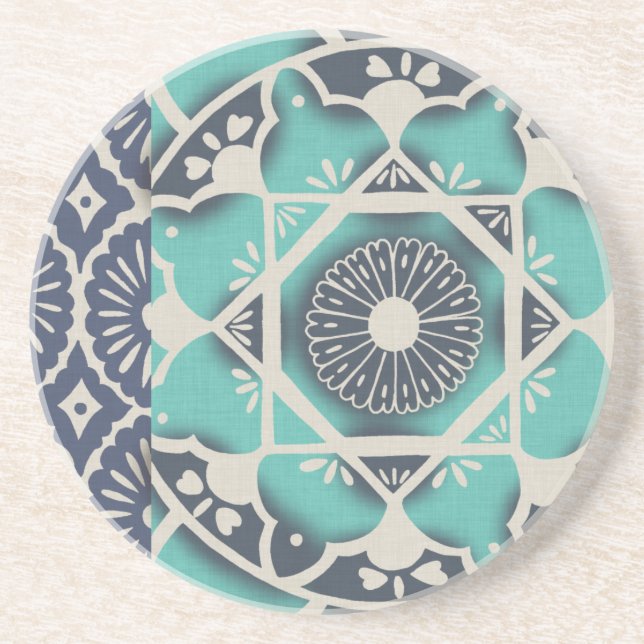Blue Batik Tile II Coaster (Front)