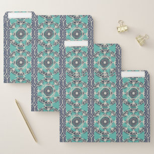Blue Batik Tile II File Folder