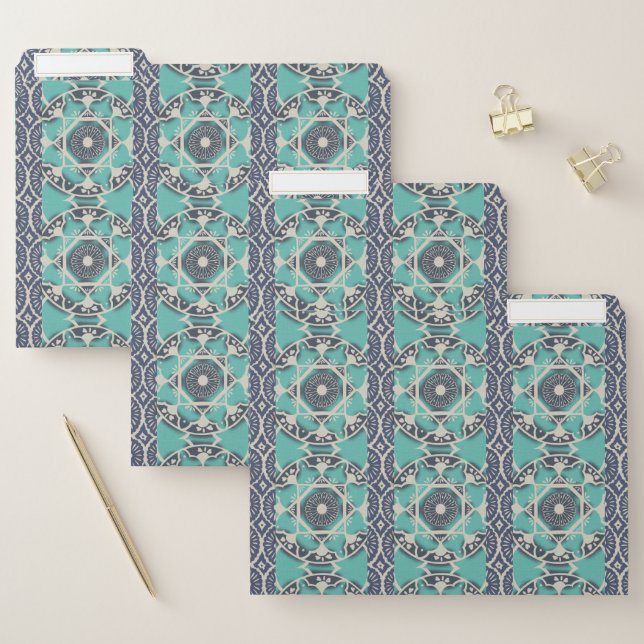 Blue Batik Tile II File Folder (Set)