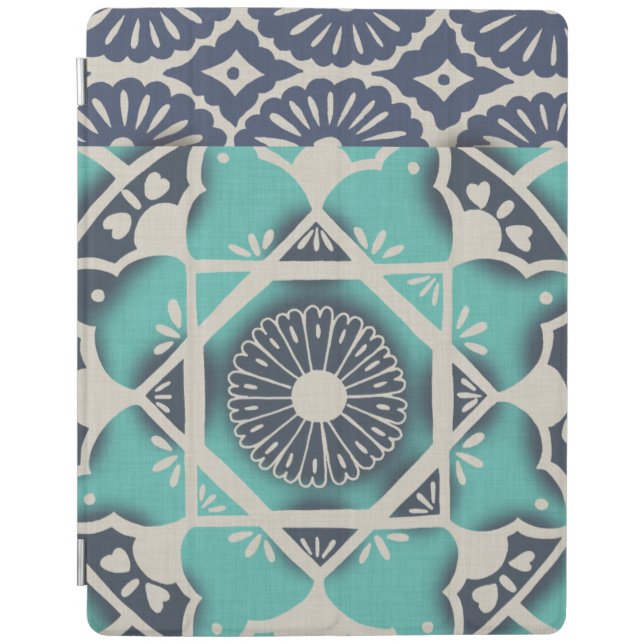 Blue Batik Tile II iPad Smart Cover (Front)