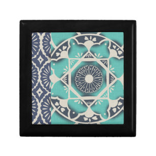 Blue Batik Tile II Keepsake Box