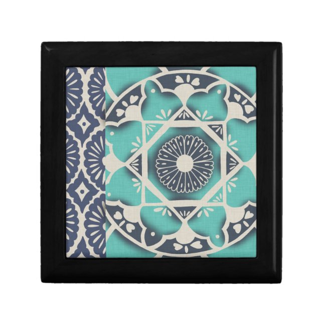 Blue Batik Tile II Keepsake Box (Front)