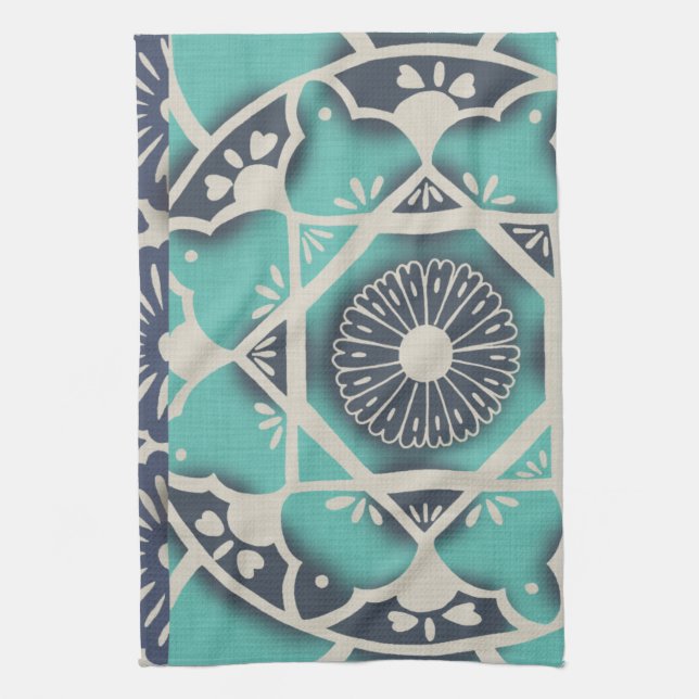 Blue Batik Tile II Kitchen Towel (Vertical)