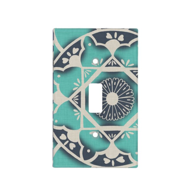Blue Batik Tile II Light Switch Cover (Front)