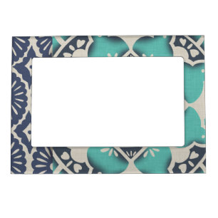 Blue Batik Tile II Magnetic Frame