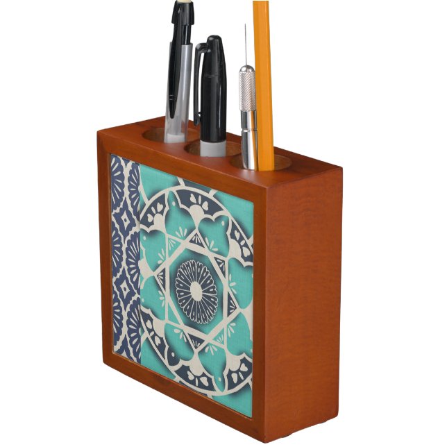 Blue Batik Tile II Pencil Holder (In Situ)
