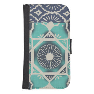 Blue Batik Tile II Galaxy S4 Wallet Case