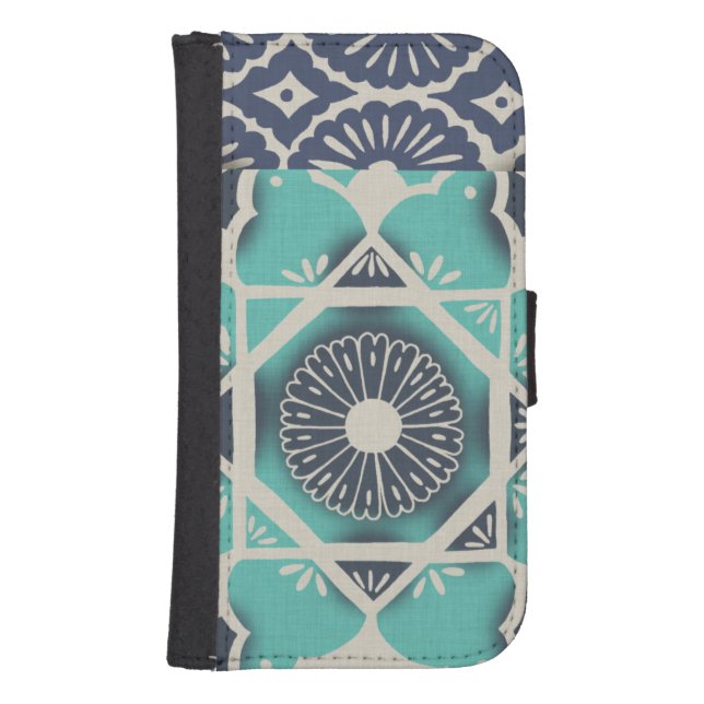 Blue Batik Tile II Samsung Galaxy Wallet Case (Front)