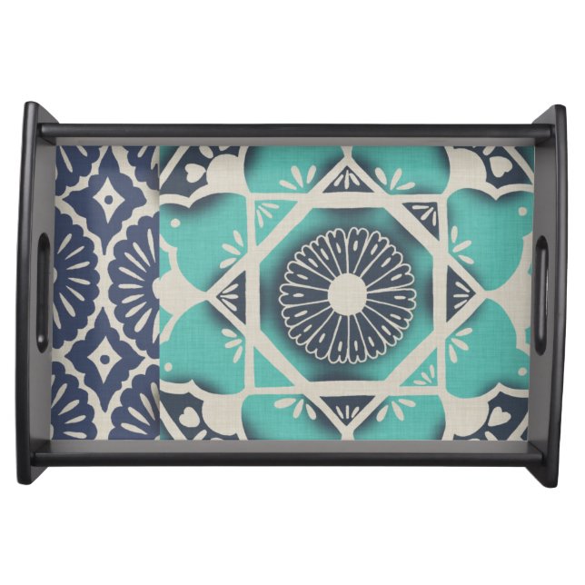 Blue Batik Tile II Serving Tray (Front)