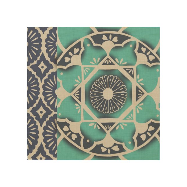 Blue Batik Tile II Wood Wall Art (Front)