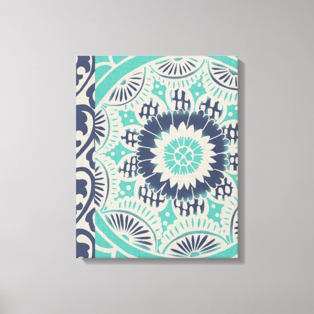 Blue Batik Tile III Canvas Print (Front)