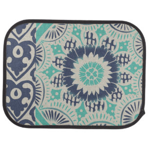 Blue Batik Tile III Car Floor Mat