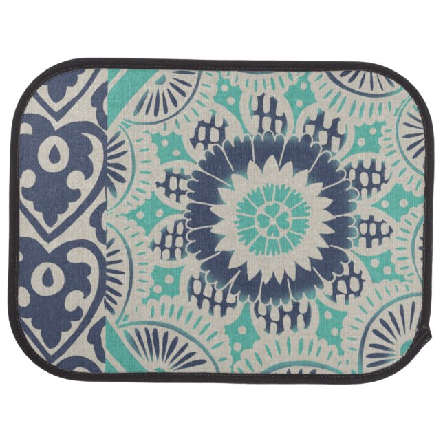 Blue Batik Tile III Car Floor Mat (Rear)