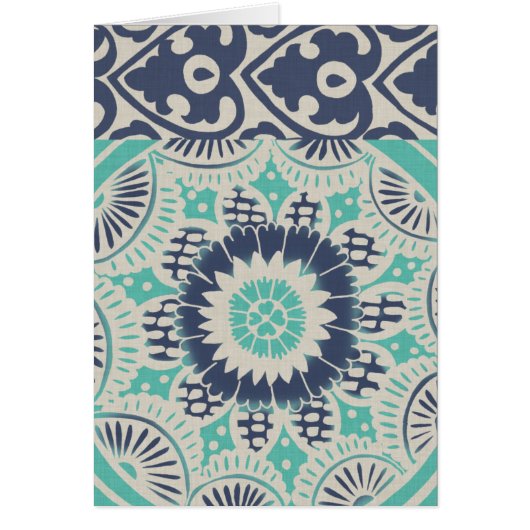Blue Batik Tile III Cards (Front)