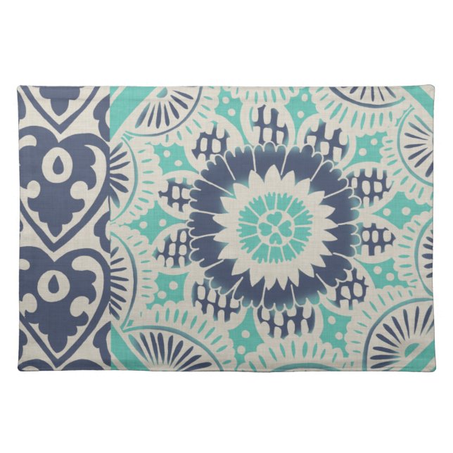 Blue Batik Tile III Cloth Placemat (Front)
