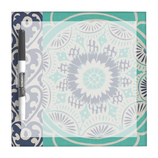 Blue Batik Tile III Dry-Erase Board (Front)