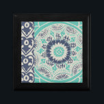 Blue Batik Tile III Keepsake Box<br><div class="desc">Floral</div>