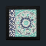 Blue Batik Tile III Keepsake Box<br><div class="desc">Floral</div>