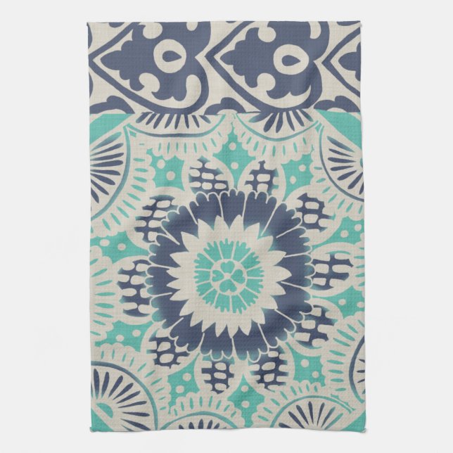 Blue Batik Tile III Kitchen Towel (Vertical)