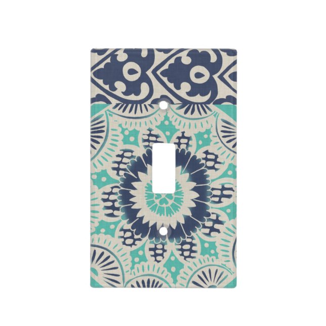 Blue Batik Tile III Light Switch Cover (Front)