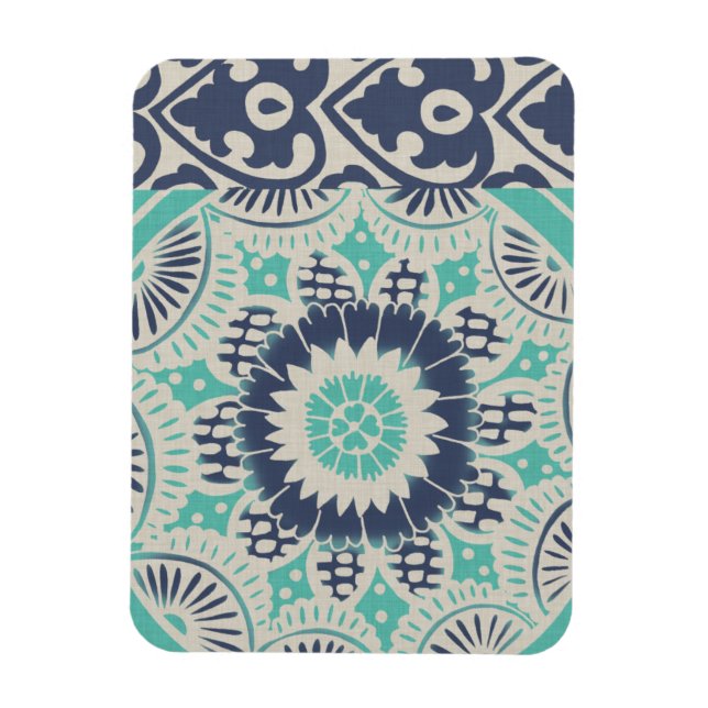 Blue Batik Tile III Magnet (Vertical)
