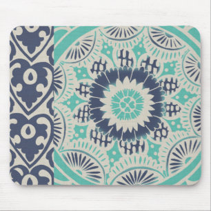 Blue Batik Tile III Mouse Pad