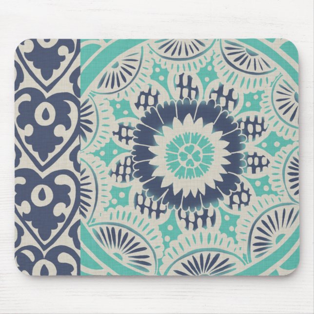 Blue Batik Tile III Mouse Pad (Front)