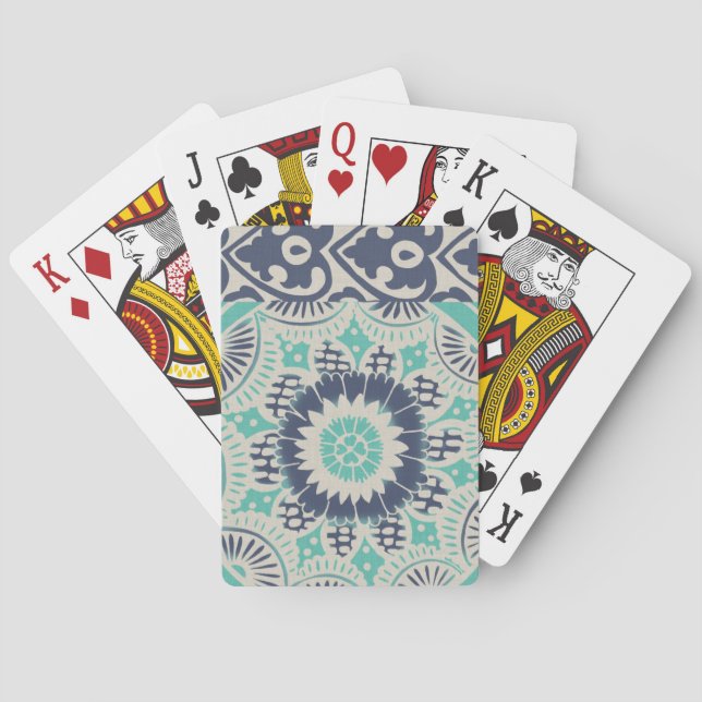 Blue Batik Tile III Poker Cards (Back)