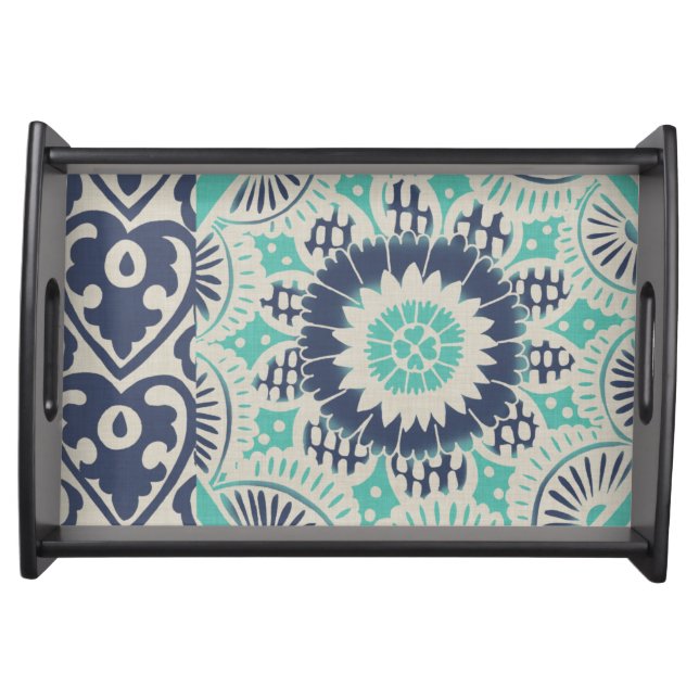 Blue Batik Tile III Serving Tray (Front)