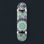 Blue Batik Tile III Skateboard<br><div class="desc">Floral</div>